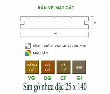 Sàn gỗ nhựa đặc 25x140