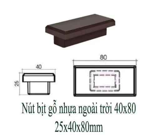 Nút bị gỗ nhựa ngoài trời 40x80