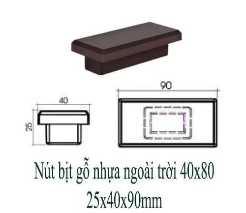 Nút bị gỗ nhựa ngoài trời 40x90