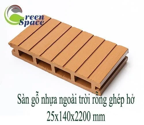 Sàn gỗ nhựa ngoài trời rỗng ghép hở 25x140x2200mm